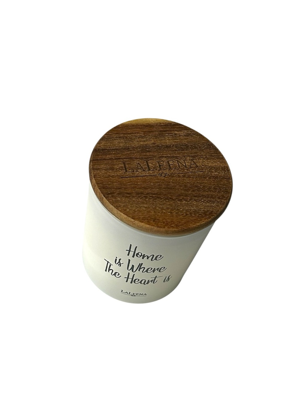 Laleena 'Home is Where The Heart Is' White Ceramic Candle Jar with Wood Lid - Picture 2 of 3